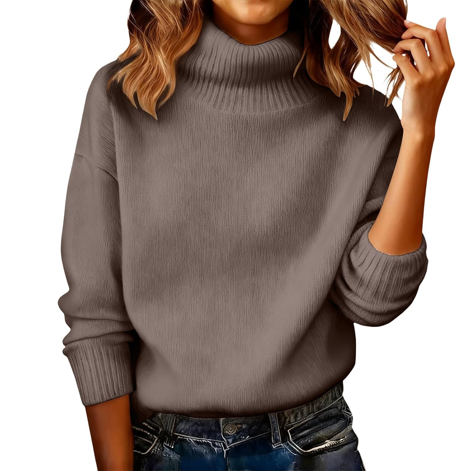Cashmere Sweaters for Women Cozy Turtleneck Mock Tops Fall Winter Plus Size Soft Casual Warm Pullover Sweater 2025