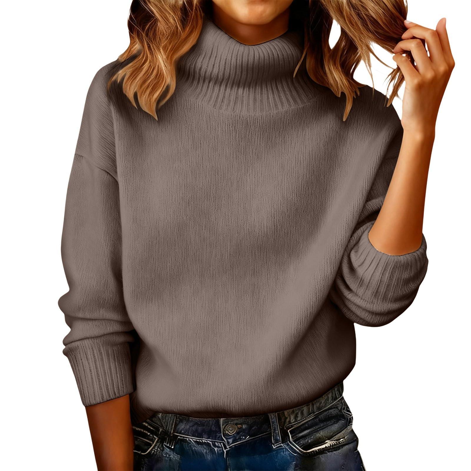 Cashmere Sweaters for Women Cozy Turtleneck Mock Tops Fall Winter Plus Size Soft Casual Warm Pullover Sweater 2025