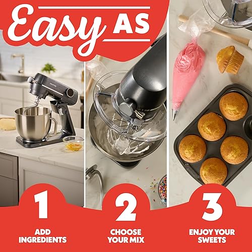 Miniatura 10 de Gourmia Digital Stand Mixer - 7 QT Tilt-Head Kitchen Mixer with LED Timer, 10 Speeds, Stainless Steel Bowl, Attachments Included, 800W, Silver