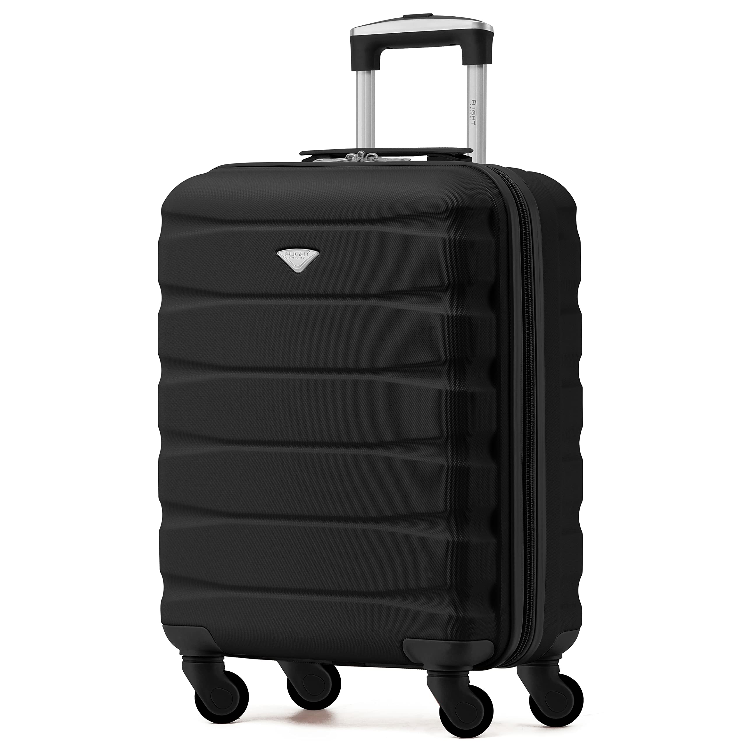 Flight Knight 55x40x20 Ryanair Priority Cabin Suitcase, Also for EasyJet, Jet2, Lightweight,ABS Hard Shell, Durable 4-Wheel Cabin Case, Carry-On Size 10kg Hand Luggage, Travel Bag- 55 x 40 x 20 55x40x20cm Black