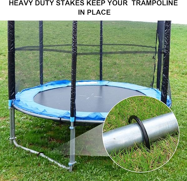 Trampolines Wind Stakes Heavy Duty U Type Sharp Ends Safety Ground Anchor Galvanized Steel for Soccer Goals, Camping Tents and Huge Garden Decoration (Black 8pcs) - 3