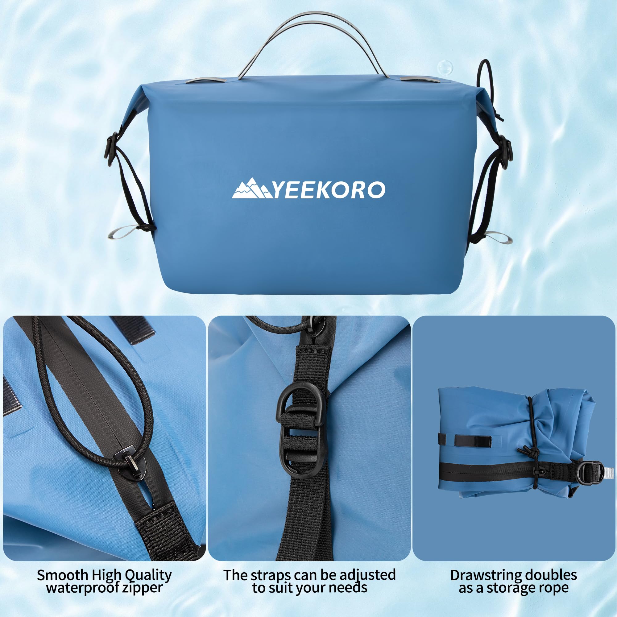 Neceser impermeable para viajes, estilos de cremallera, organizador de artículos de tocador de nailon 40D con correas de hombro para hombres y mujeres, accesorios de viaje, 2 paquetes azul