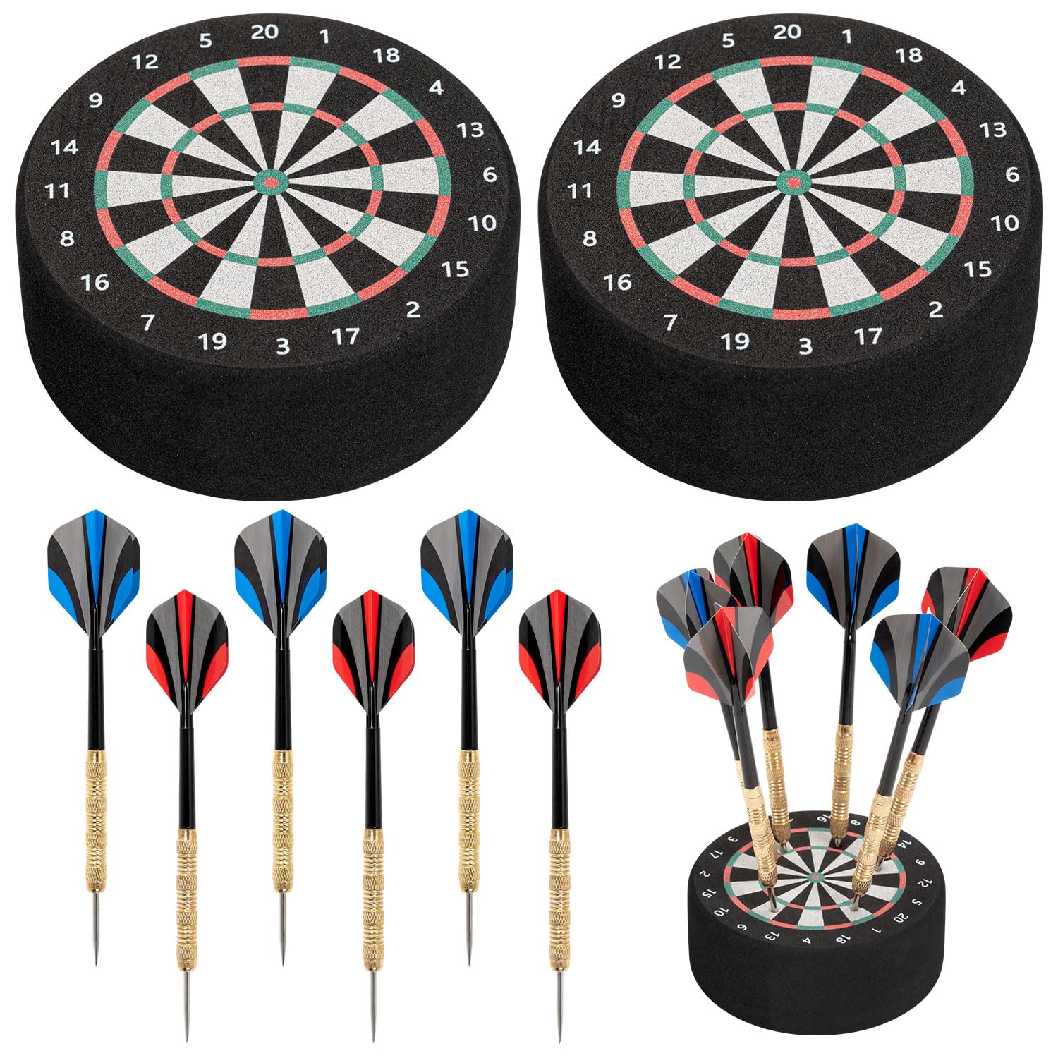 Darts Accessories, 2 Pcs Dart Holder Stand and 6 Pcs Steel Darts with Secure Grip, Space-Saving for Home & Club Use