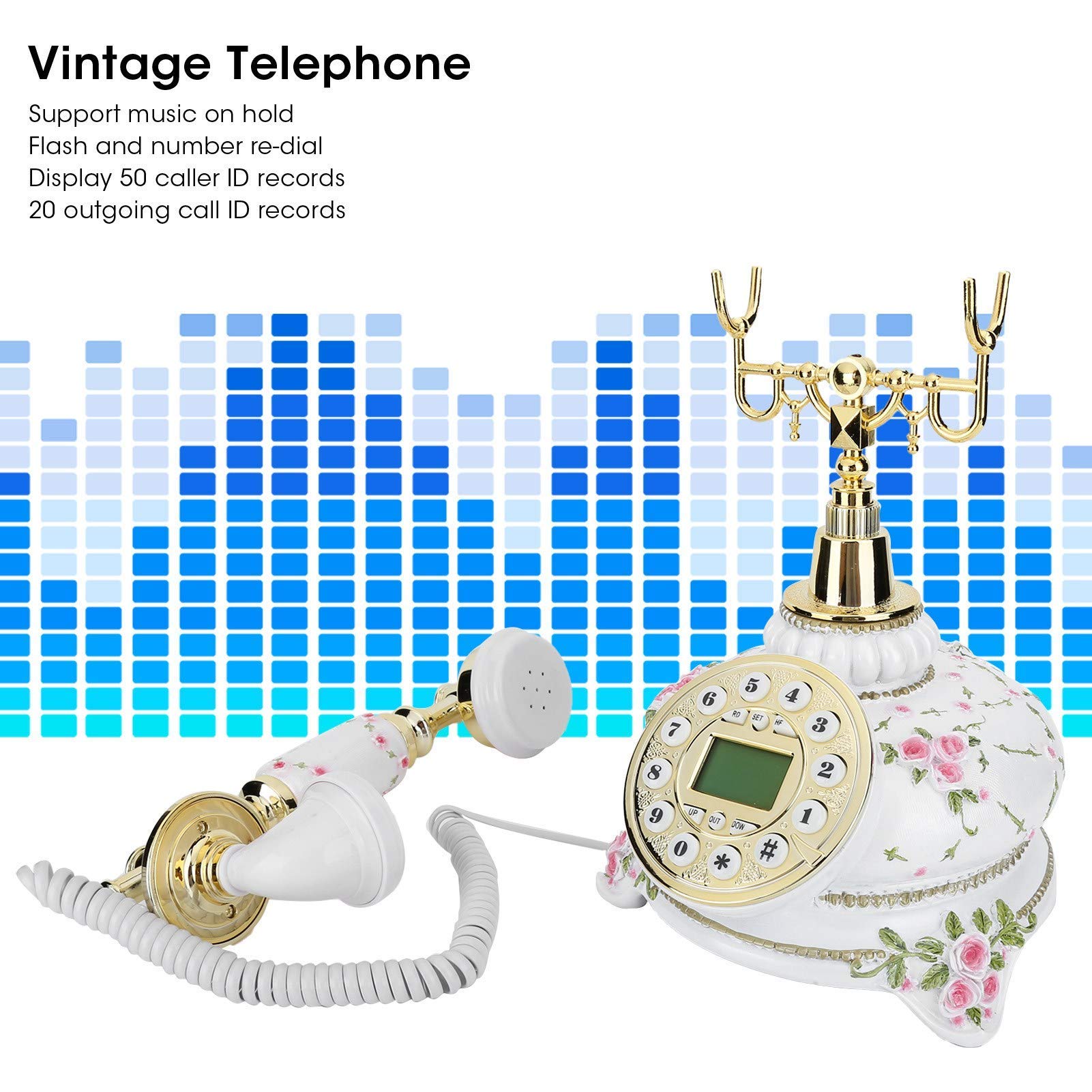 Retro Vintage Antyczny telefon, FSK/podwójny system Home Office Dial Telefon Old Fashion stacjonarny