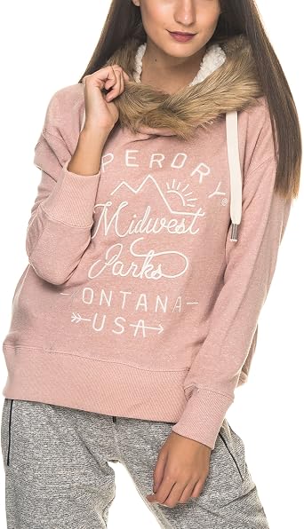 Superdry - Canyon Pink - Sudadera Capucha con Pelo - Mujer: Amazon.es: Ropa