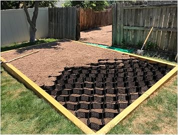 Geogrid Ground Grid Ground Grid 2 Inch Height Geo Cell Grid HDPE Strength Gravel Ground Grid for Sheds, Carports, Slopes, Pathways and Parking1x3m3.3x10ft