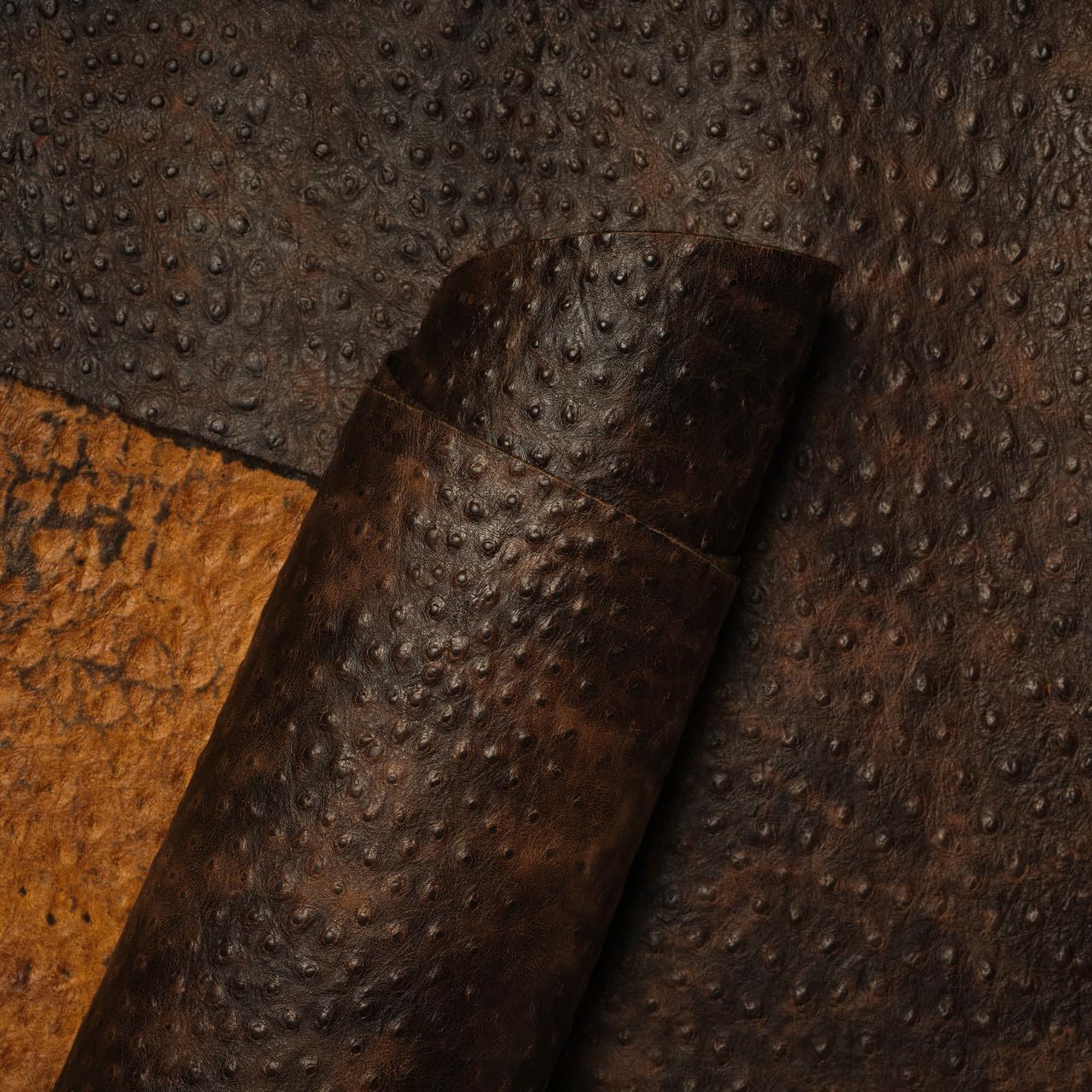 Buckleguy.com Newbury Leathers, Ostrich Embossed, Side, Brown