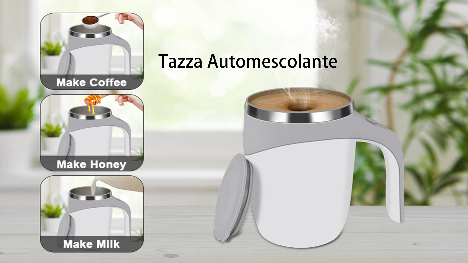 Tazza Da 380 Ml Con Agitazione Automatica Con Coperchio Tazza Da Caffè
