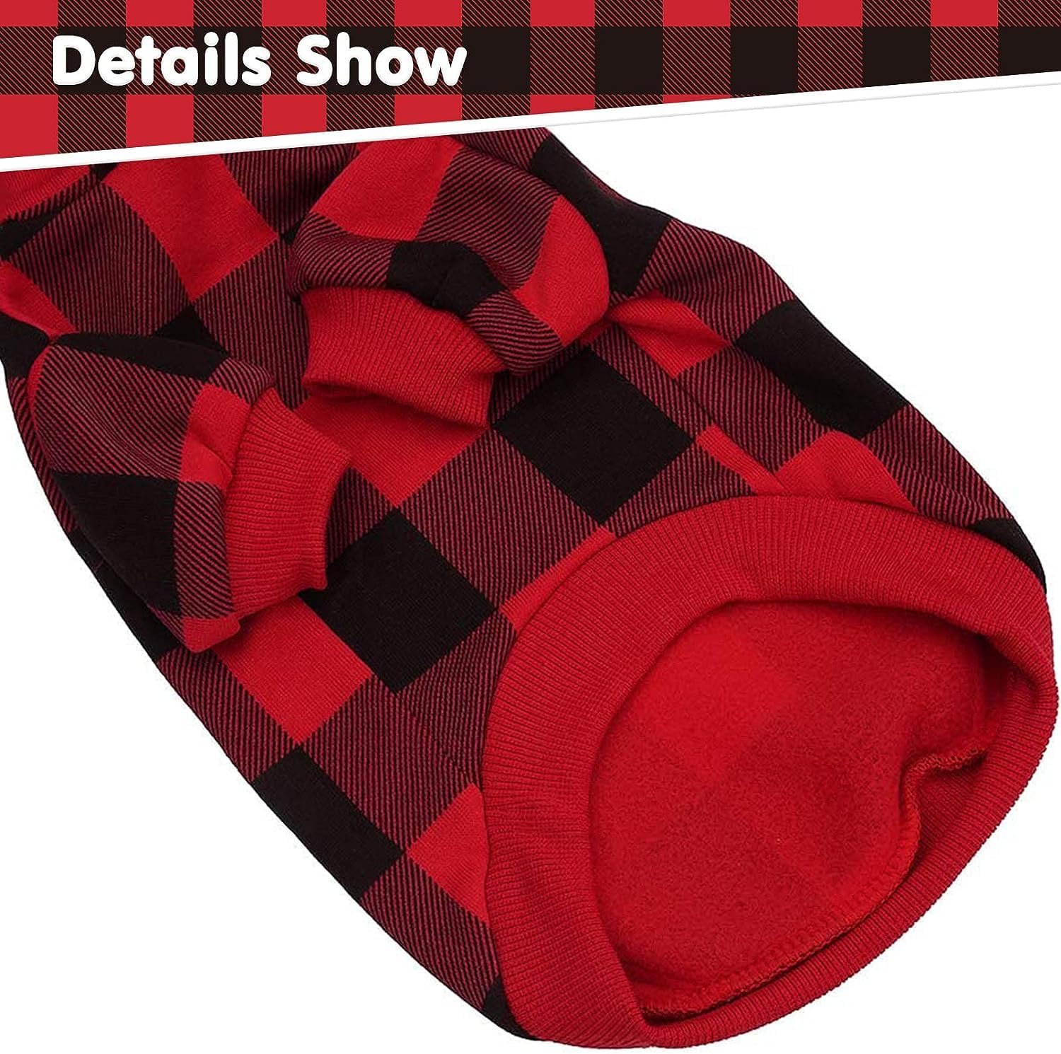 KOOLTAIL Plaid Dog Hoodie Pet Jumper with Hat and Pocket for Small Medium Large Size Dogs Fleece Dog Hooded Sweatshirt Clothes - Image 3
