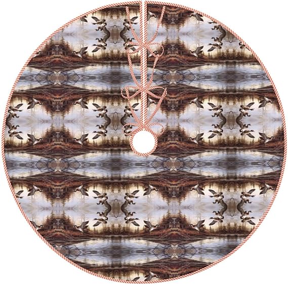 36 Inch Christmas Tree Mallard Duck Skirt Faux Linen Christmas Tree