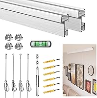 Unlumm 47-Inch Heavy Duty Picture Rail Hanging System - Wall/Ceiling Mount Kit with 4 Nylon Cords & Hooks for Art, Home, Office, Gallery