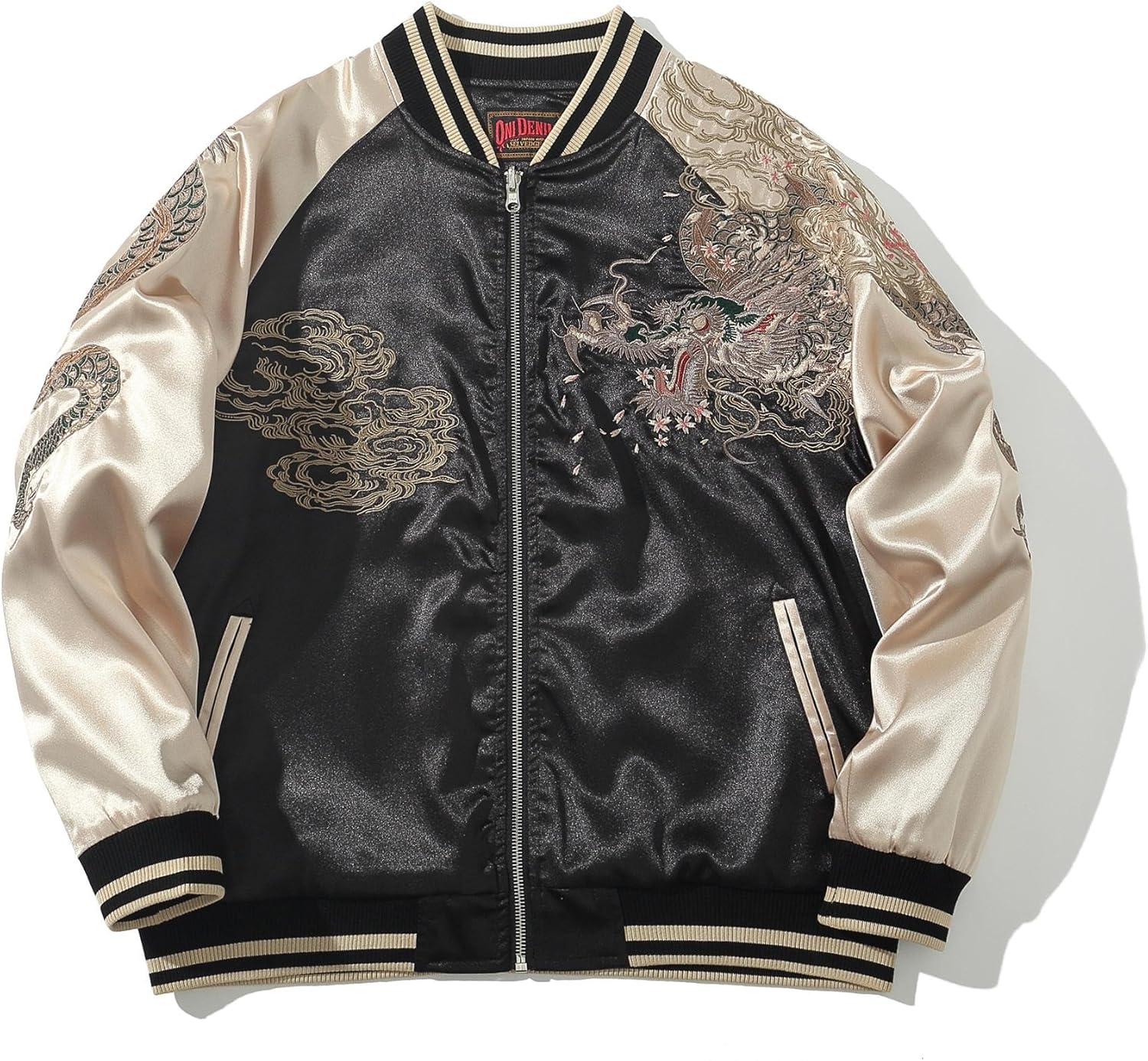 Dragon Embroidered Men's Bomber Jacket Satin Loose Streetwear Japanese Style Hip Hop Windbreaker for Spring Fall - Image 2