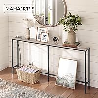 Vista 4 de Skinny Console Table with Power Outlets, 63" Narrow Sofa Table, Behind Couch Table with Charging Station, Sofa Hallway Table for Plants, Living Room