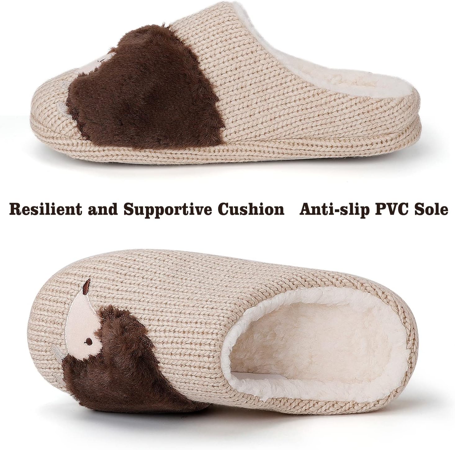 Slippers Women's Winter Warm Fluffy Slippers Plush Men's Slippers Comfortable Faux Fur Lined Non-Slip Slippers image 4