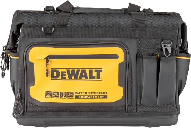 DEWALT 20 in. Pro Open Mouth Tool Bag, Water Resistant Compartment, 33 Pockets, Tough Fabric (DWST560104)