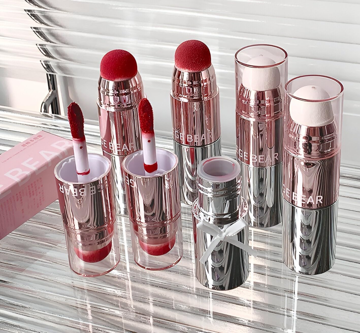 Gege Bear Lip And Cheek Multi-Purpose Cream | 2 in 1 Lip Gloss and Blush | Rose Gold Dual-Ended Applicator | Non-Sticky Glossy Finish | Long-Lasting Waterproof Moisturizing Formula | Light Pink Lipsticks and Nude Dream Collection | Perfect Combo Blusher And Lipgloss for Women (02# Apricot Tea, 6g)-image-13