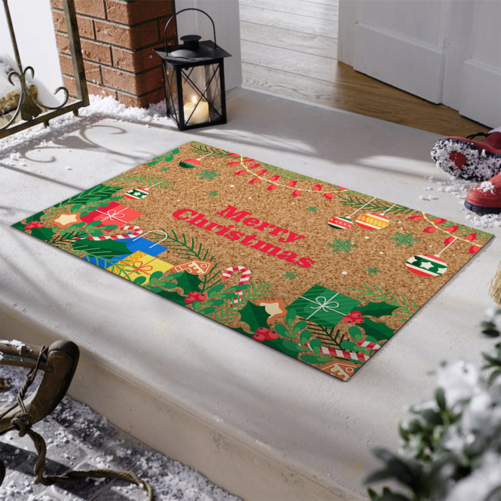 Felpudo de Navidad con varios patrones de dibujos animados para familias, decoración de Año Nuevo, tapete de bienvenida