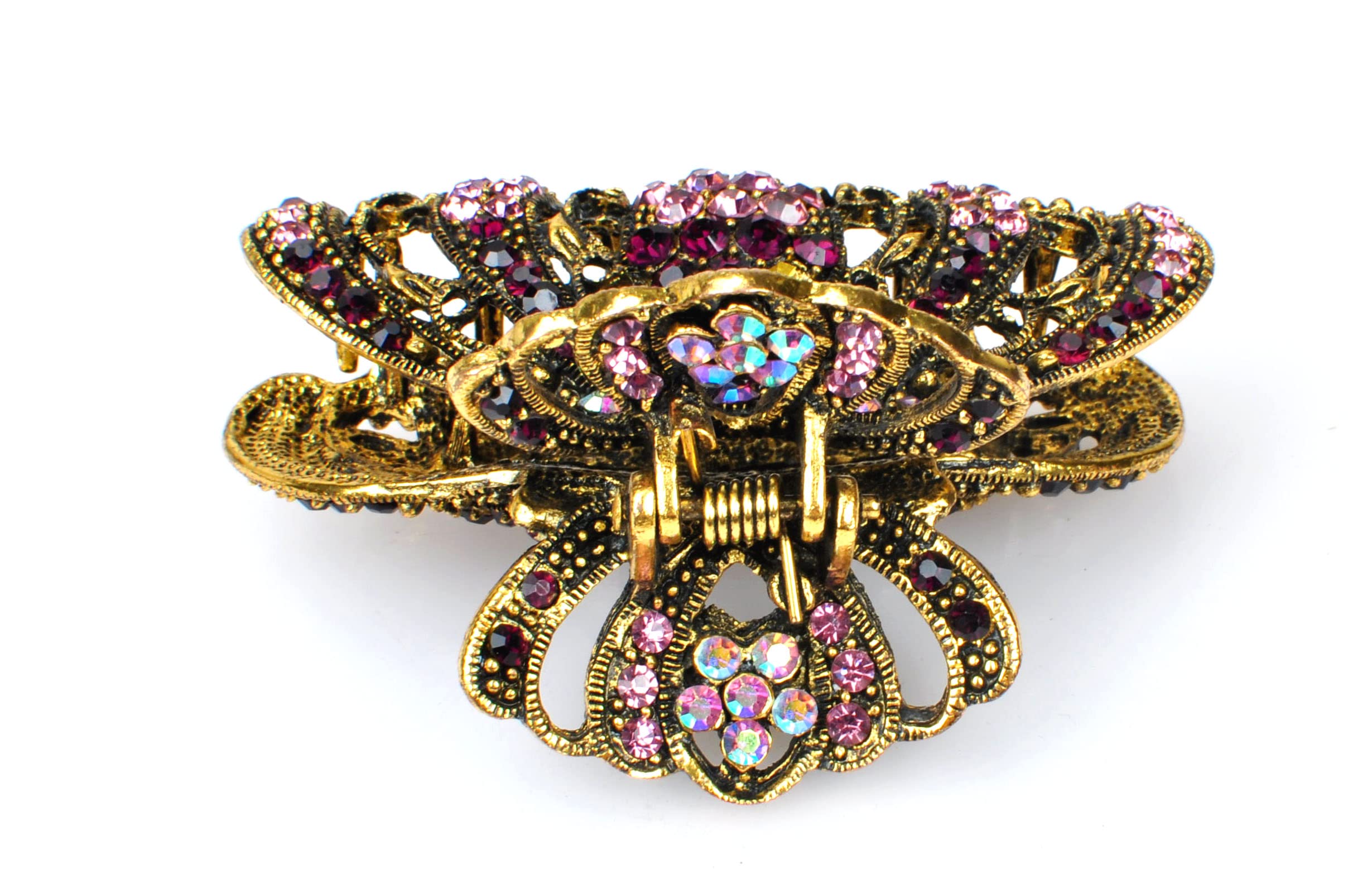 TROTH FASHION Metal Antique Gold Plated Hair Clips Women, Crystal Rhinestone Hair Claw, Diamante Claw Hair Clamp, Anti Slip Large Claw Clips for Thin & Thick Hair, Hair Styling Accessories Women - Image 2