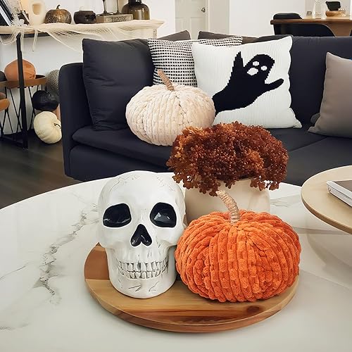 Miniatura 7 de 2 calabazas sintéticas de cosecha de otoño, tela de felpa de calabaza, Acción de Gracias, decoración de Halloween para centro de mesa de granja