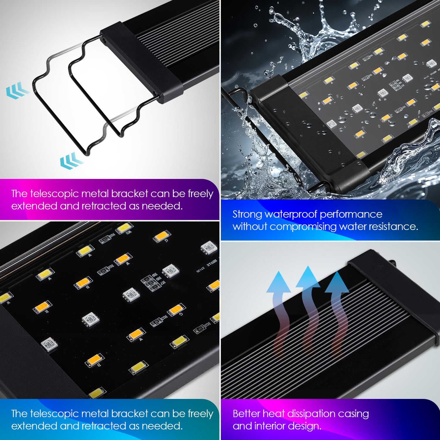 Gamalta 14W Smart Bluetooth App-Controlled Aquarium Light - Customizable Light Colors,Timeable,24/7 User-Defined Sunrise/Sunset Simulation,Tropical Lighting Mode,Suitable for 12-18" Fish Tanks - image 8
