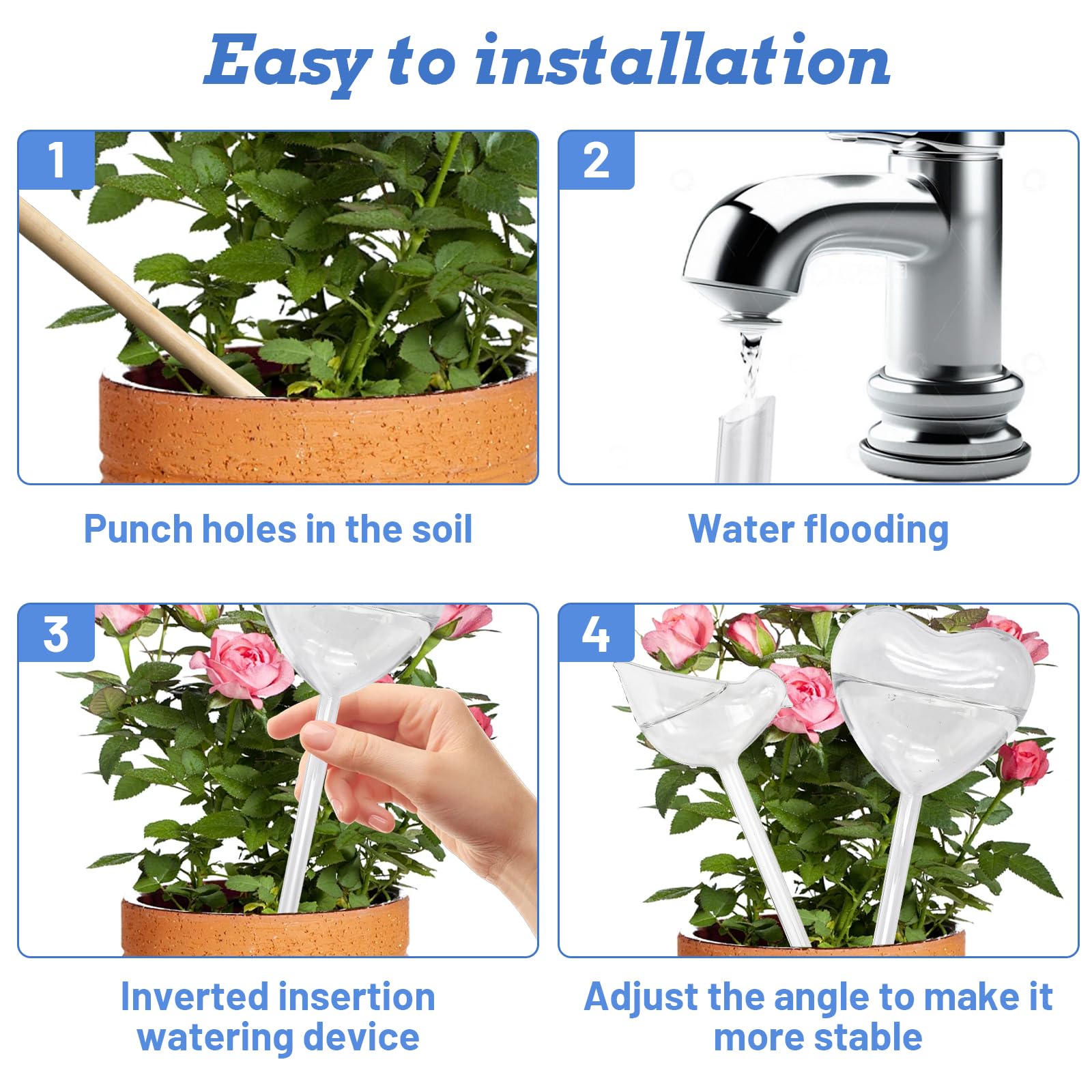 Griwuut Plant Water Drippers, 4-Piece Set, Automatic Plant Flower Watering Globe