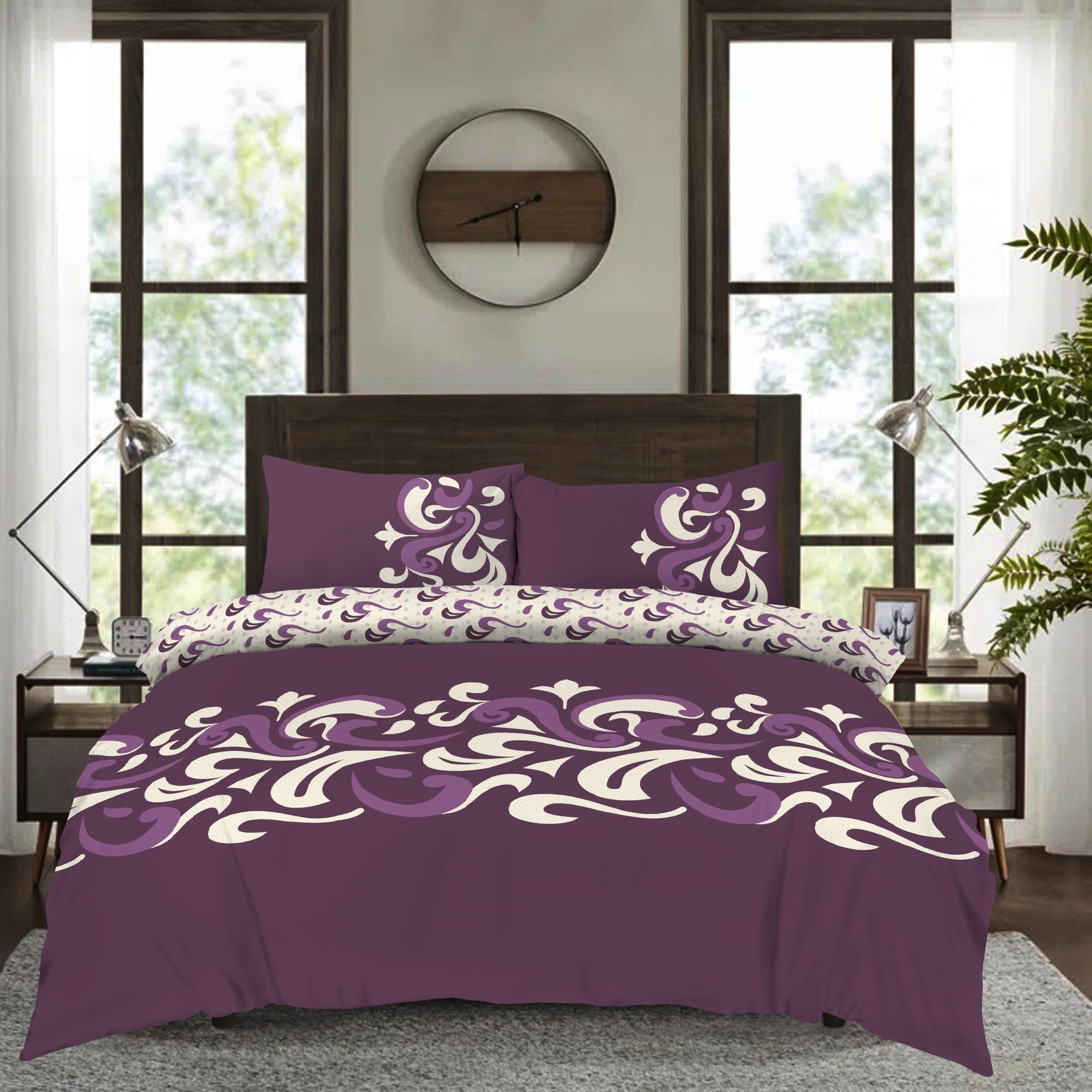 CHARKHAH Floral Duvet Cover Set Double – Polycotton Bedding Set with Fitted Sheet, 2 Pillowcases & Button Closure – Easy Care Fitted Sheet Quilt Cover Set — image 1