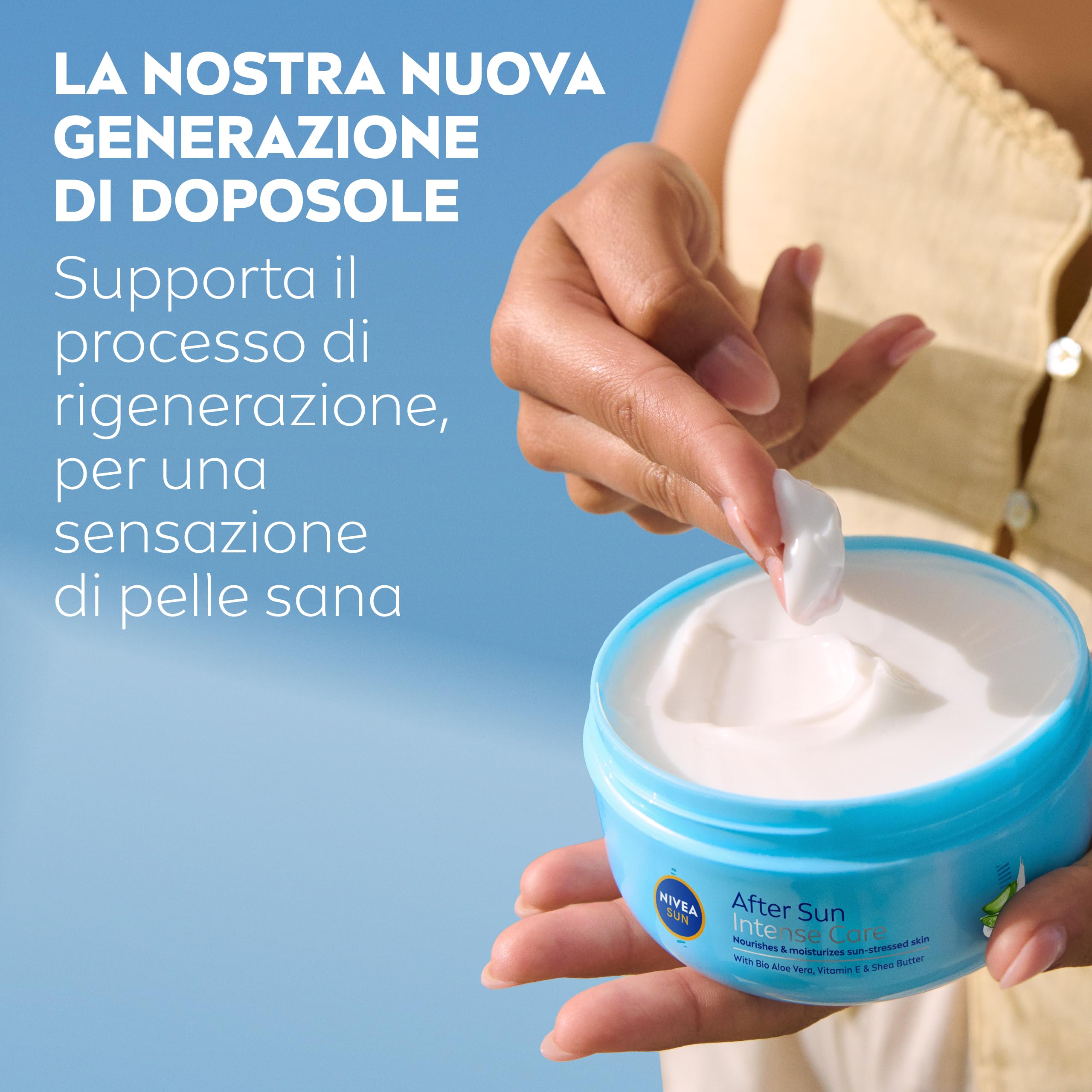 NIVEA SUN Crema Doposole Rigenerante Intensiva 300 ml, Dopo sole idratante 48h, Aloe Vera Bio, Vitamina E, Burro di Karité