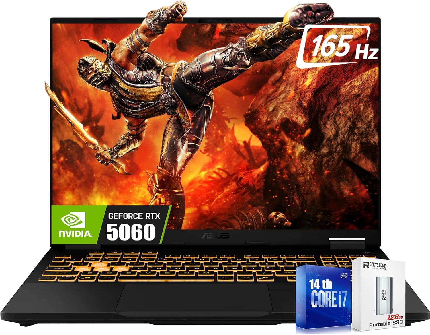 ASUS TUF F16 16″ FHD+ 165Hz Gaming Laptop, 14th Gen Intel 16-Core i7-14650HX(>i9-13900HX), NVIDIA GeForce RTX 5060 8GB GDDR7, RGB Backlit KB, Facial Recognition, W/128PSD, Win11 Home(64GB|4TB SSD)