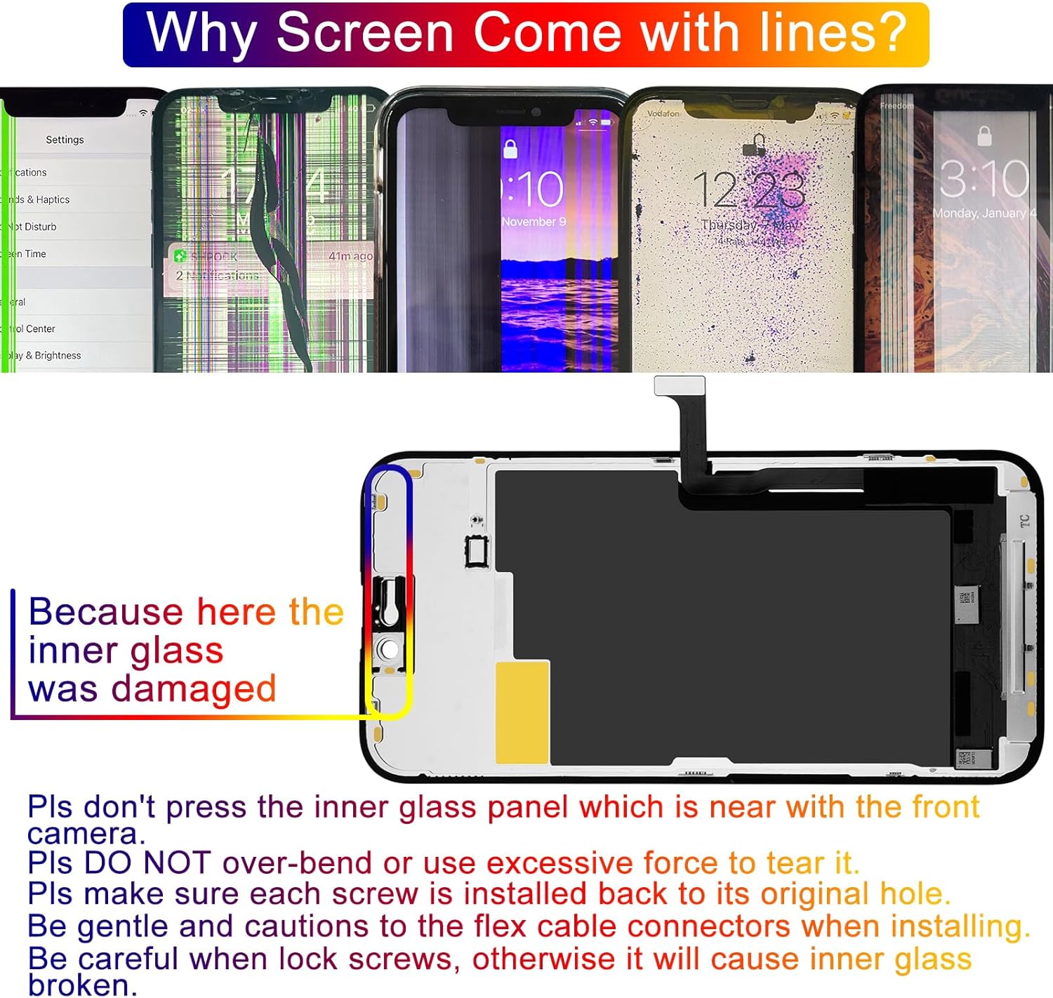 for iPhone 15 Pro Max Screen Replacement 6.7', 3D Touch Full HD Display Full Repair kit, Digitizer Assembly with Tools Set, Tempered Glass, Instruction