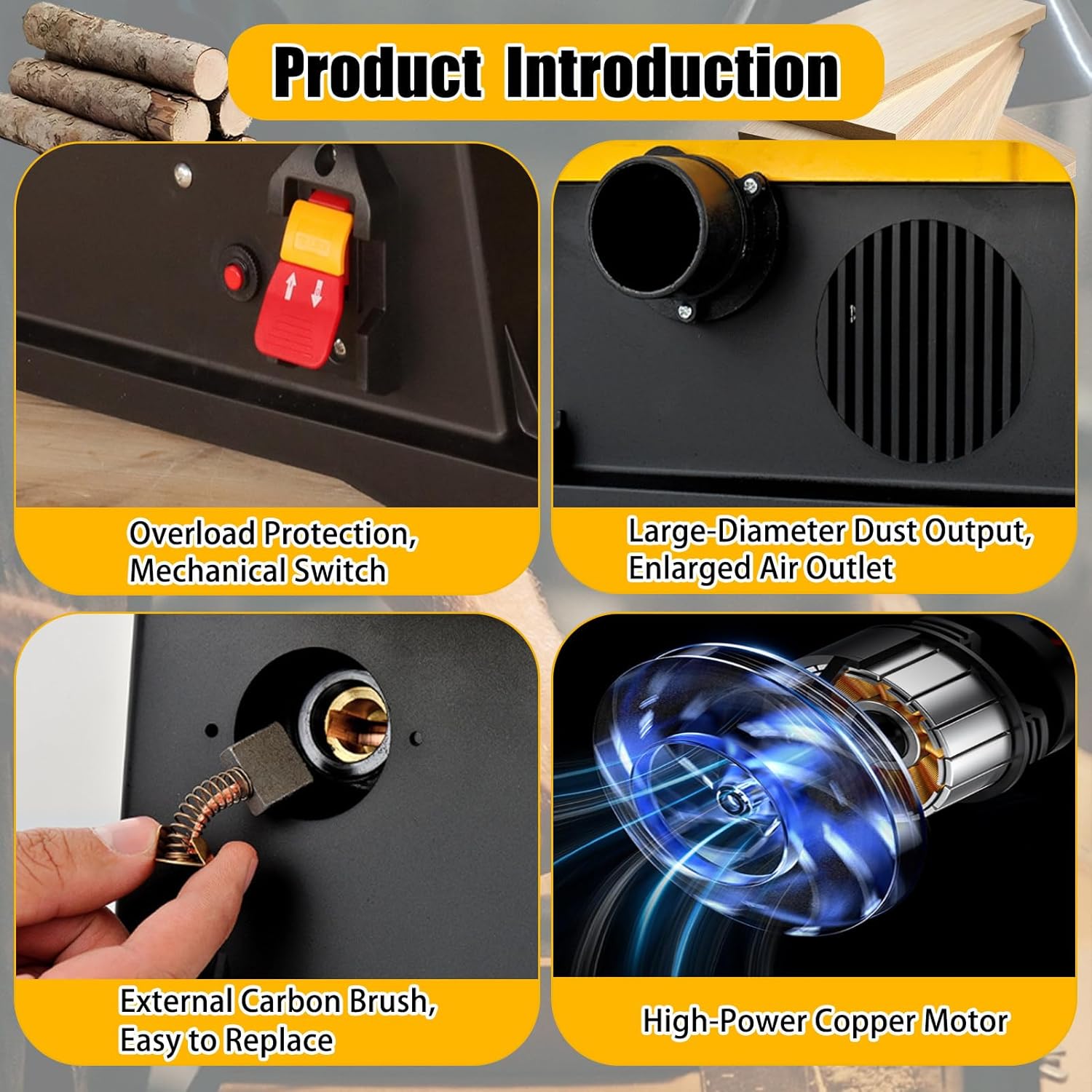 1800W Heavy Duty Table Top Thickener Brush, 12,000 RPM, Adjustable Cutting Depth for Precision Carpentry Planer(FoldingStand)