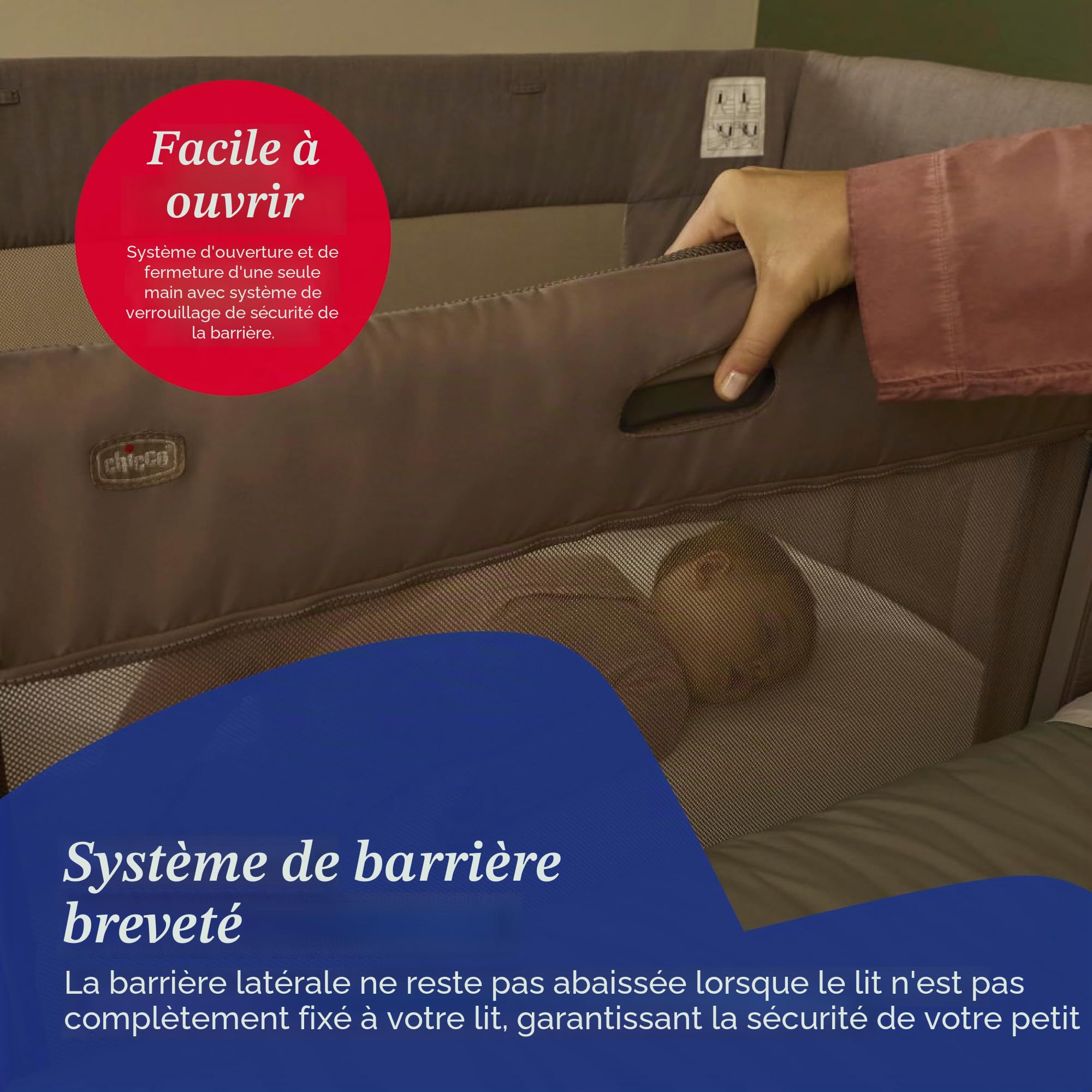 Chicco Next2Me Forever, Lit Bébé 3en1 jusqu'à 4 Ans (22 kg), Berceau avec Hauteur Réglable et Matelas Inclus