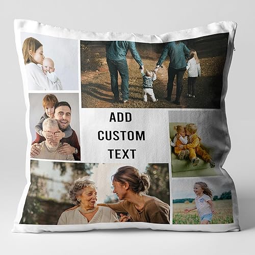 Almohada personalizada con imagen y texto, funda de almohada personalizada para familia, mascotas, día del padre, almohada de 16 x 16 pulgadas,