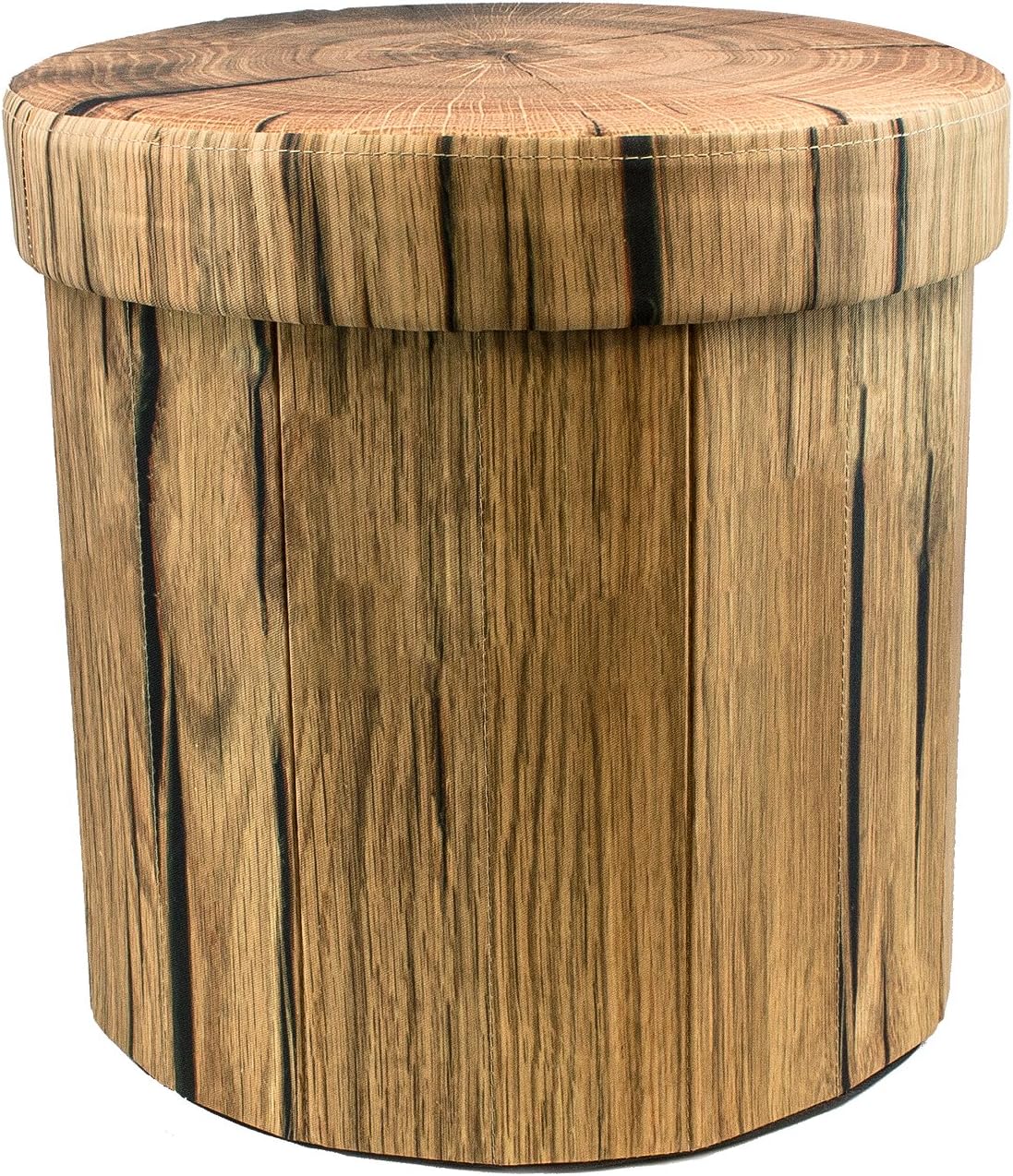Sorbus Storage Ottoman, 15 Inch Cute 3D Play Room-Stool Toy Box – Foldable with Lid – Perfect Footstool, Pouffe, Hassock, Strong & Sturdy Space Saving Chest (Tree Stump)