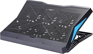 GMJ ノートパソコン冷却パッド 冷却台 冷却ファン【6機搭載】 6段階高度調整 風量調節 ノートPCクーラー 大風量 低騒音 メタルメッシュデザイン 滑り止め付き ledストリップライト付 9-17インチノートPC対応 / Macbook/Macbook Pro / PS3 / PS4等に対応 オフィス/在宅勤務/出張などに適用 日本語取扱書付