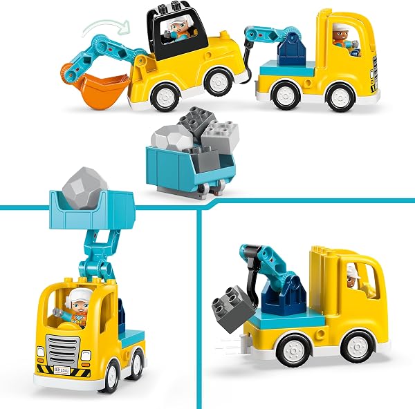 レゴ(LEGO) デュプロ 3 in 1 こうじげんばの車 おもちゃ 玩具 誕生日 プレゼント ブロック 知育 男の子 女の子 子供 1歳半 2歳 4歳 幼児 乗り物 車 ミニカー インテリア オシャレ 10475 - 4