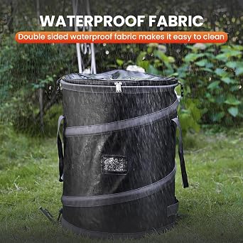 Pop-Up Trash Bin with Removable Divider, Heavy Duty Bottom, Collapsible Storage for Camping, Laundry, Storage and Garden, Waterproof and Tear Resistance Material with Air Vent