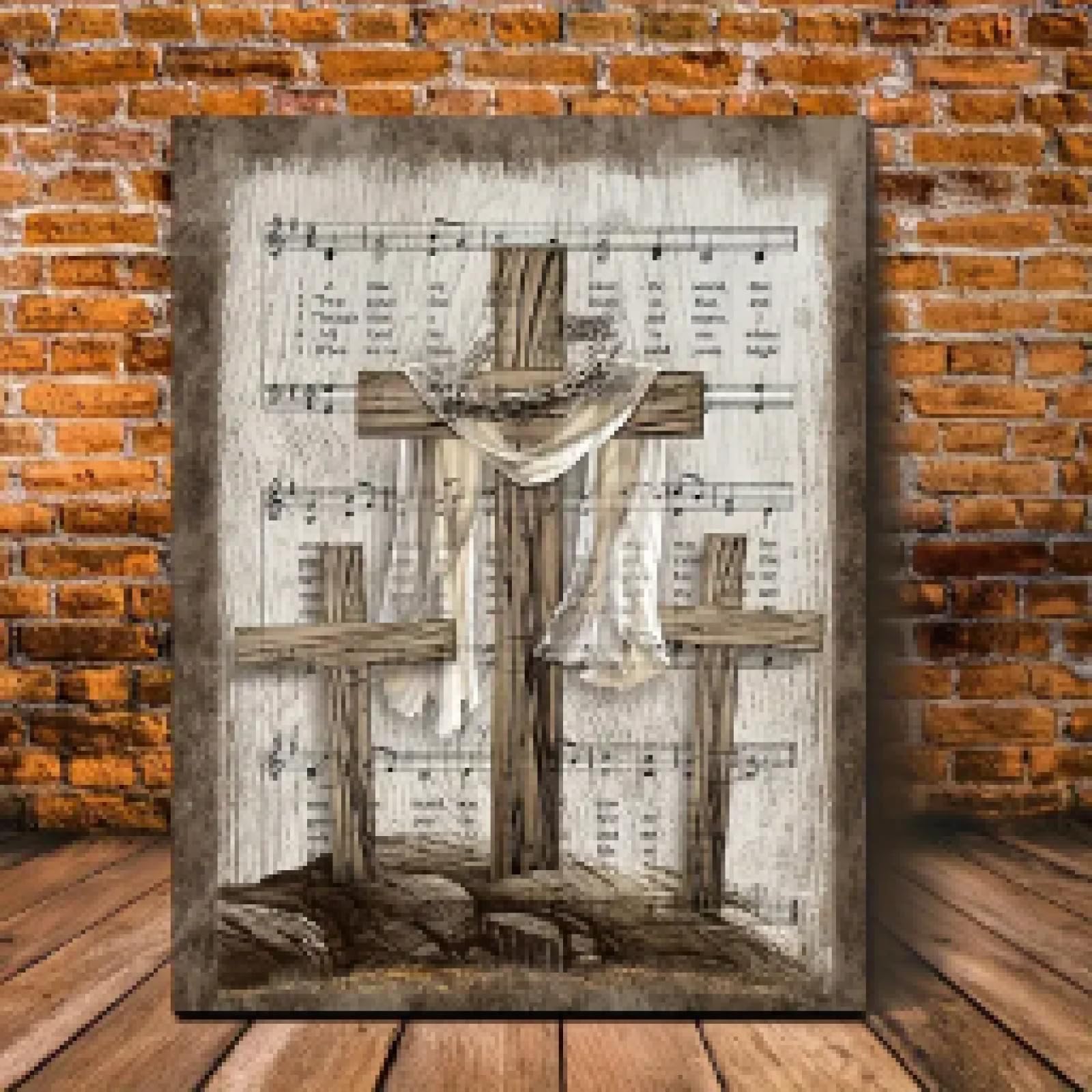 Impressions des paroles de Cross Amazing Grace - Poster mural et cadre de salon - 8