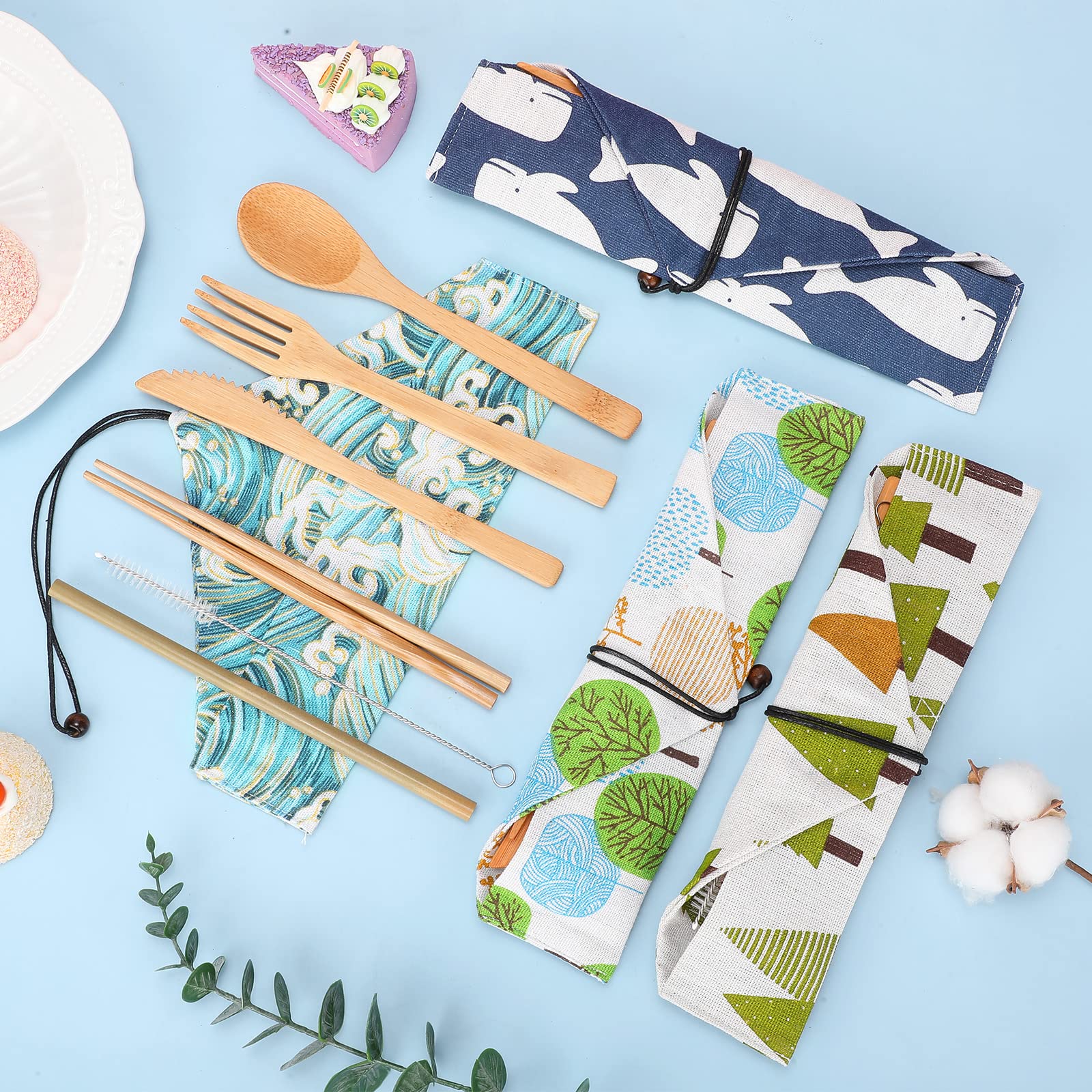 Boao Bamboo Utensil Set - 4 Piece Camping Kit -6