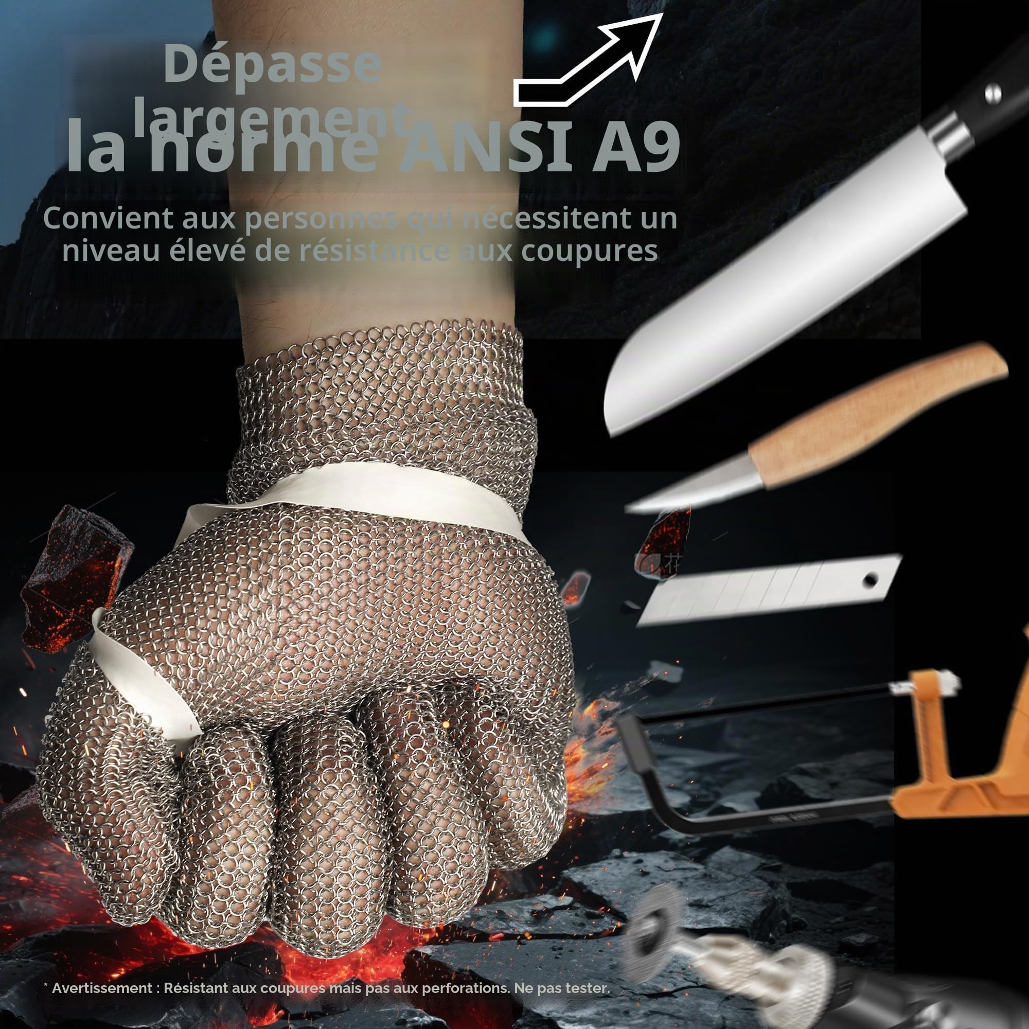 Schwer filet en acier inoxydable anti-coupure pour l'industrie alimentaire, la découpe de viande, la boucherie.