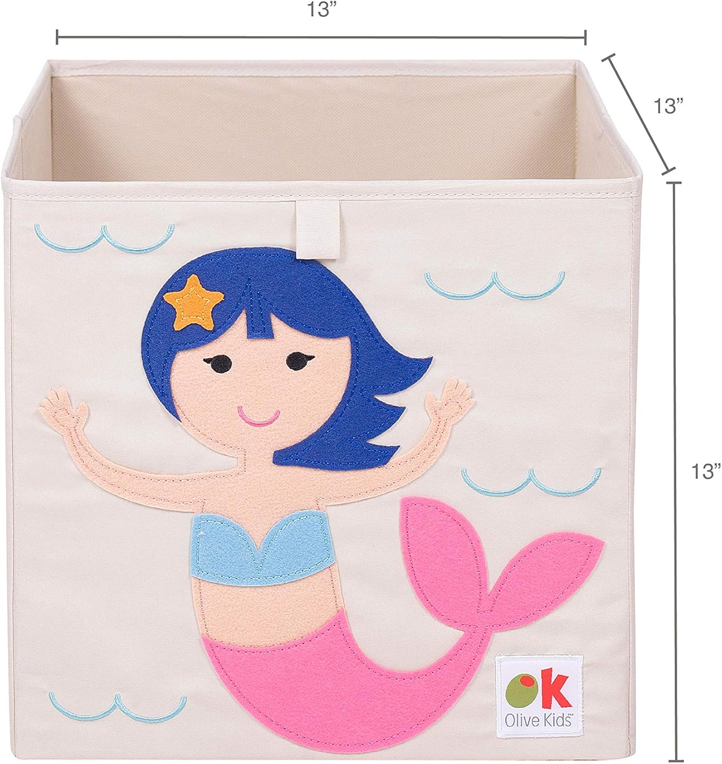 Mermaid Beige and Pink Fabric Kids Storage Cube