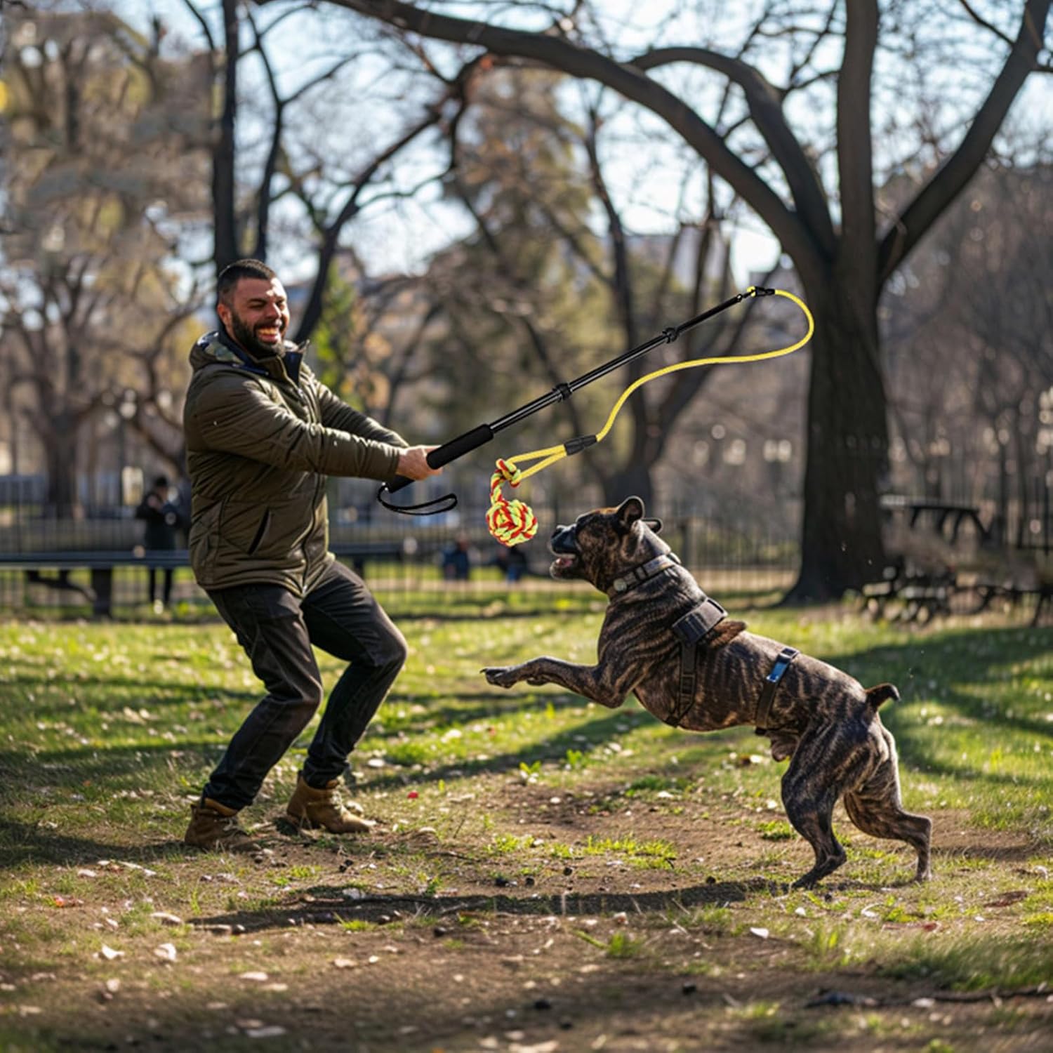 Safe Retractable Teaser Rope with Chew Toy Nonslip Grip Fun Dog Interaction Tool Featuring Multiple Accessories