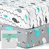 Pack n Play Stretchy Fitted Pack n Play Playard Sheet Set-Brolex 2 Pack Portable Mini Crib Sheets,Convertible Playard Mattress Cover,Ultra Soft Material,Elephant & Whale