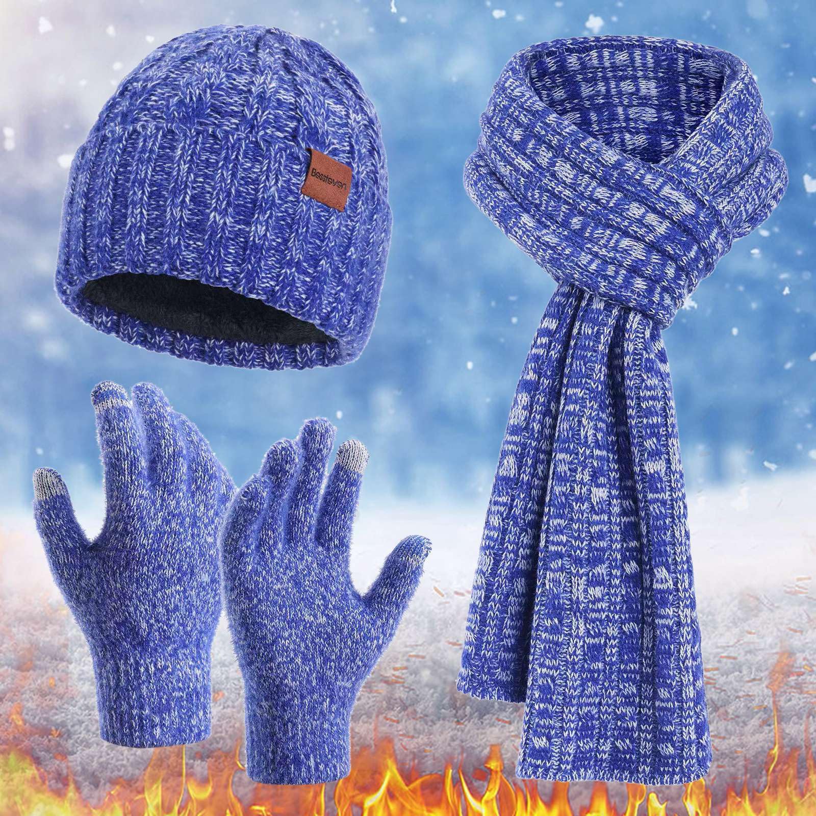 Ensemble Bonnet Echarpe Gant Femme - Ensemble Écharpe Bonnet et Chauds pour Homme et Femme - Hiver 2024 - Style Coordonné Trois Pièces