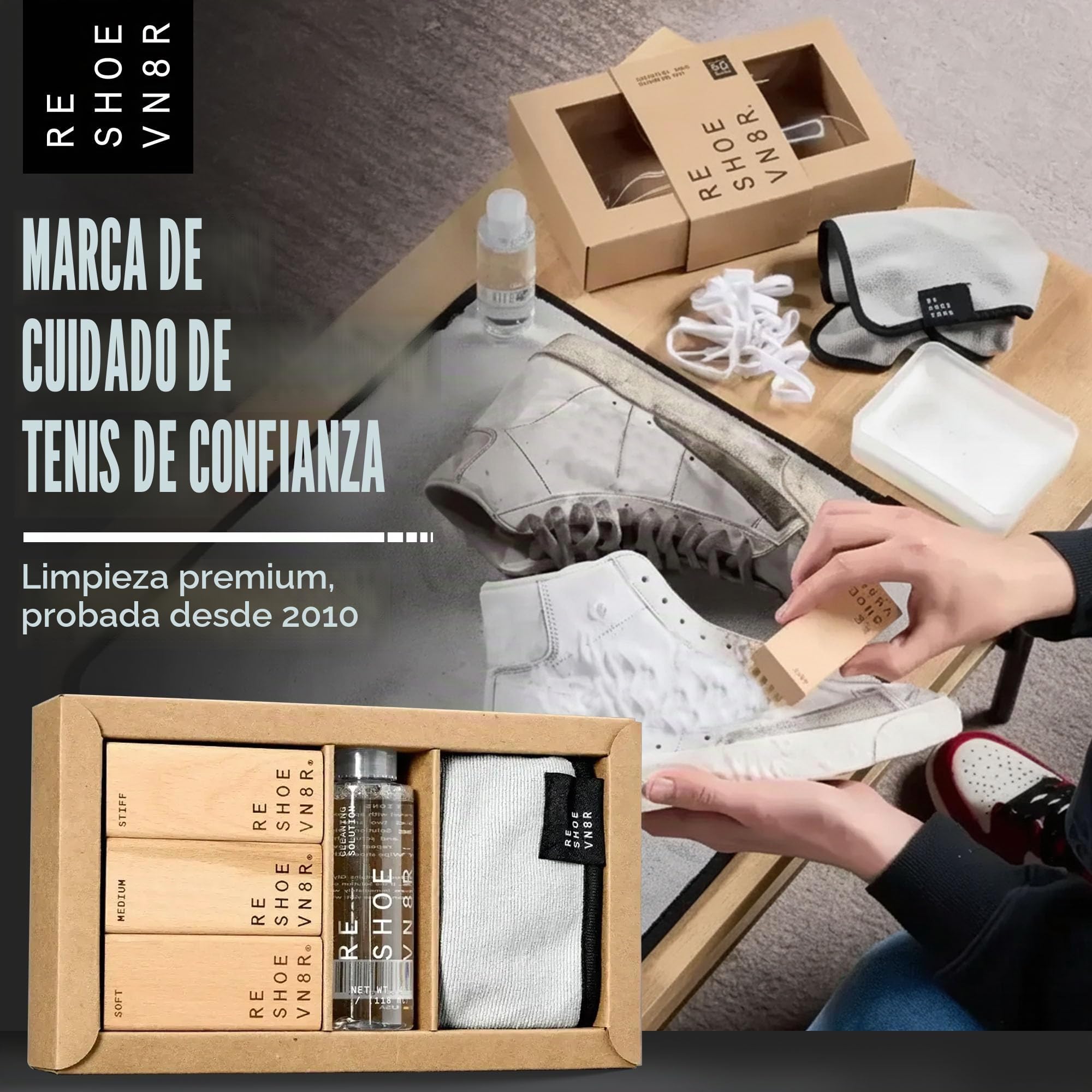 Reshoevn8r Kit de limpieza para zapatillas de deporte y botas para gamuza y piel de nobuk