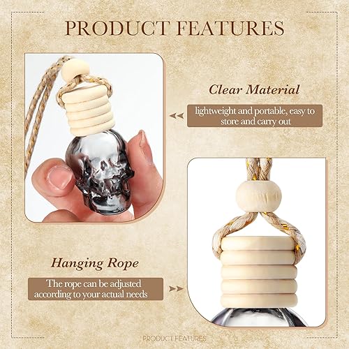 Vista 16 de BBTO - Ambientador colgante para automóvil, 50 unidades, botella difusora de vidrio, vacía, para perfume, para aceites esenciales, fragancias