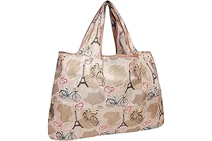 Allydrew Reusable Grocery Bag with Unique Paris Themed Design