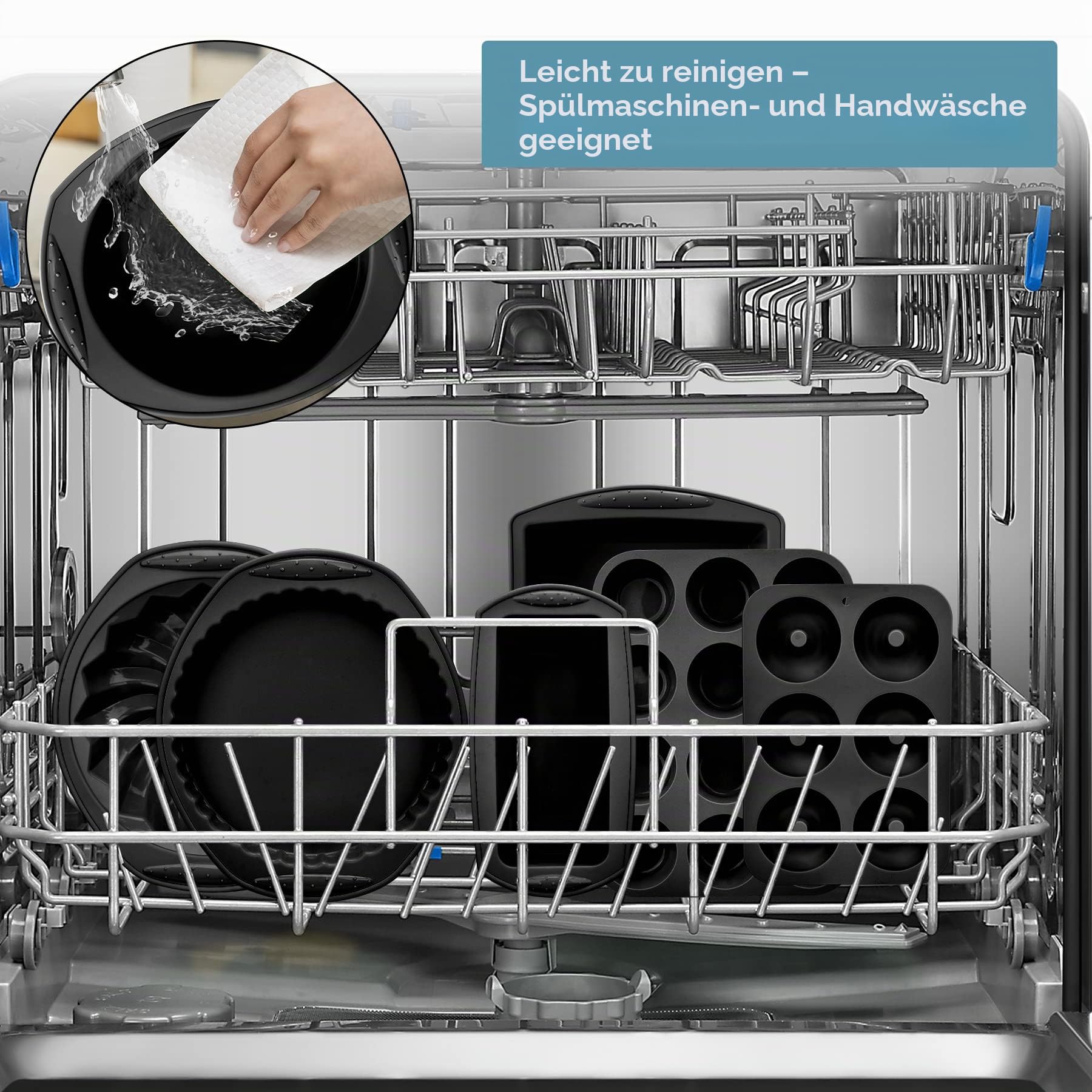 9-in-1 Antihaft-Silikon-Backform, geriffelte Kuchenform, Keksblech, Backformen, hitzebeständig, Backformen-Set für Muffins, Kastenform, Brot, Pizza, Cupcakes, Utensilien