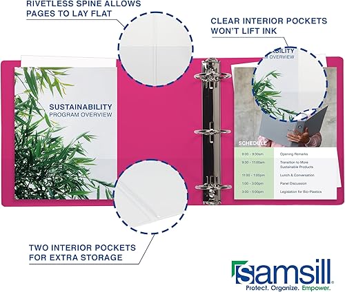 Vista 177 de Samsill Carpeta duradera de 1.5 pulgadas, fabricada en los Estados Unidos, carpeta de anillos en D, carpeta transparente personalizable, surtido