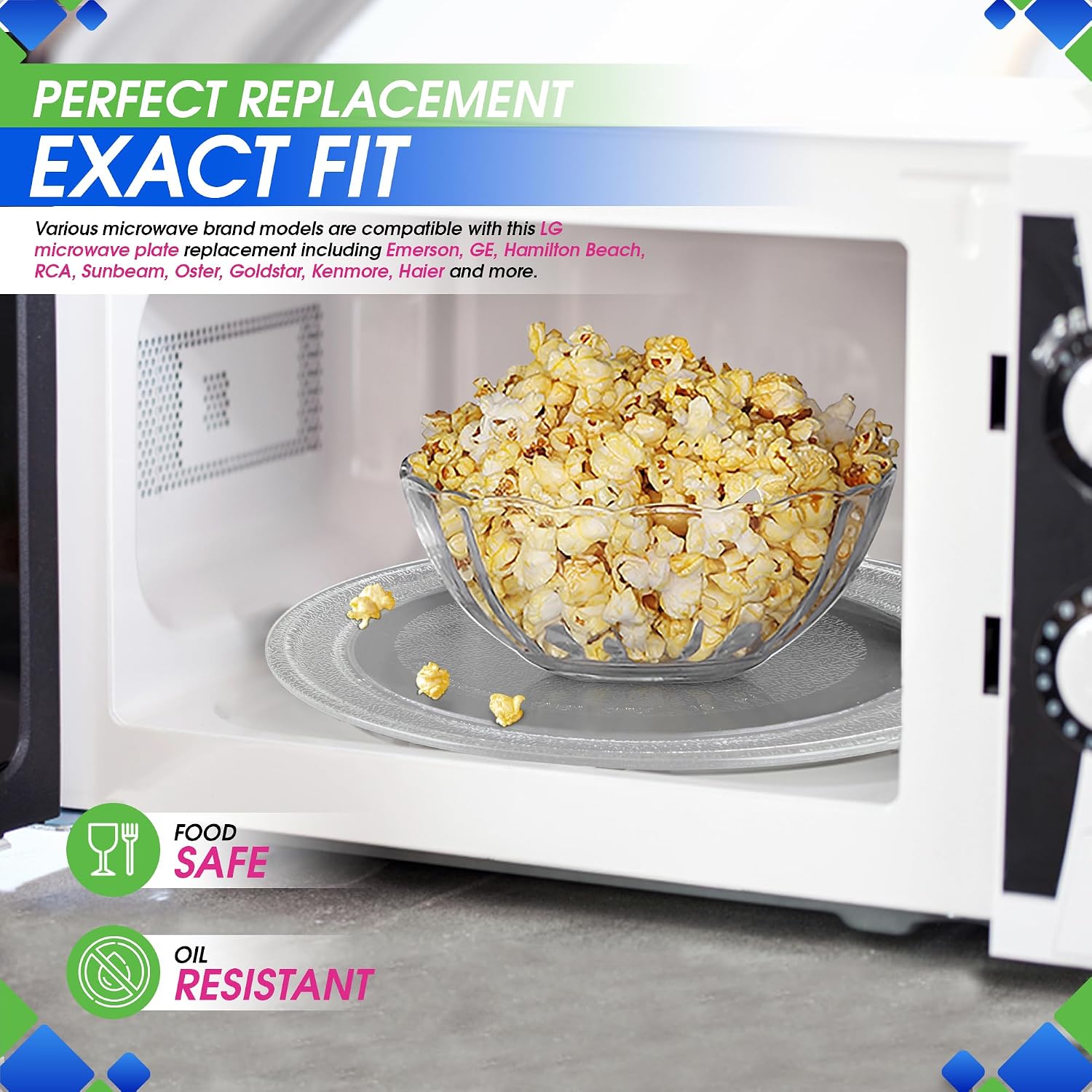 Small Microwave Plate Replacement 9.6 Inch Fits Microwave Glass Turntable From Many Brands - Perfect Fit Oven Microwave Plates Cooking Tray Replaces the Microwave Turntable Plate Round Dish 9 5/8”