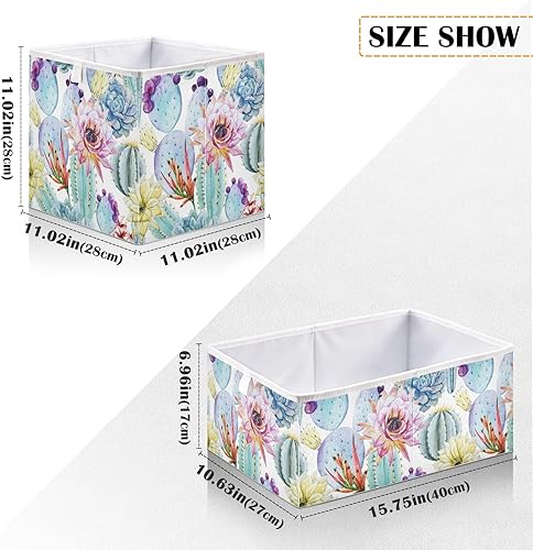 Miniatura 3 de Contenedores de almacenamiento plegables en acuarela de cactus, flores, canastas de almacenamiento impermeables para juguetes para niños, juguetes,